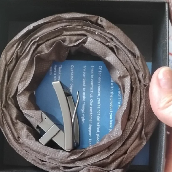 Belt with Brown Leather And Silver Buckle - Picture 1 of 3